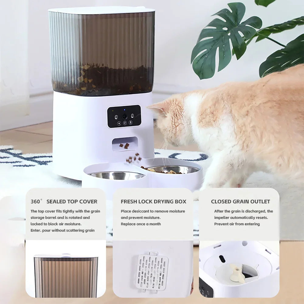 Dispensador Automático de Comida con Cámara para Mascotas